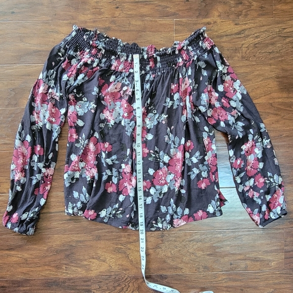 Aeropostale Off The Shoulder L9ng Sleeved Floral Blouse Size Large - Picture 9 of 11